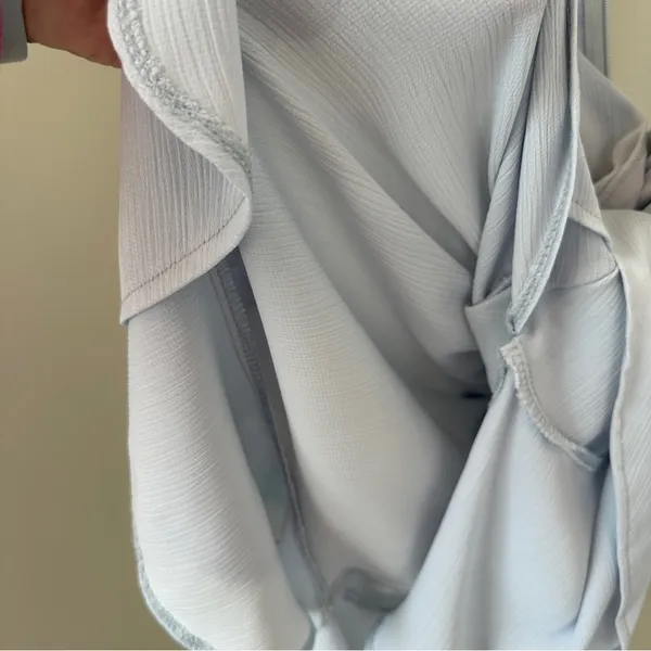Rumor Light Blue Belted Flared Ruffle Bottom Mini Dress SZ Small - Image 10