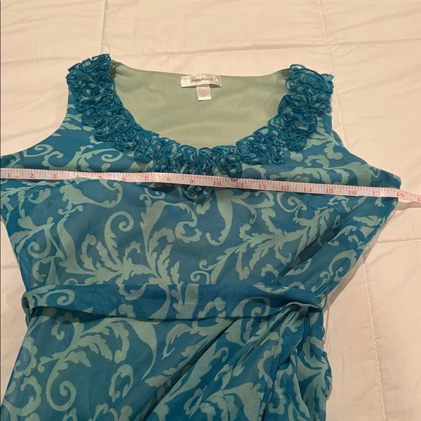 dressbarn Teal and Cream Swirl Mini Dress size 4 - Image 5