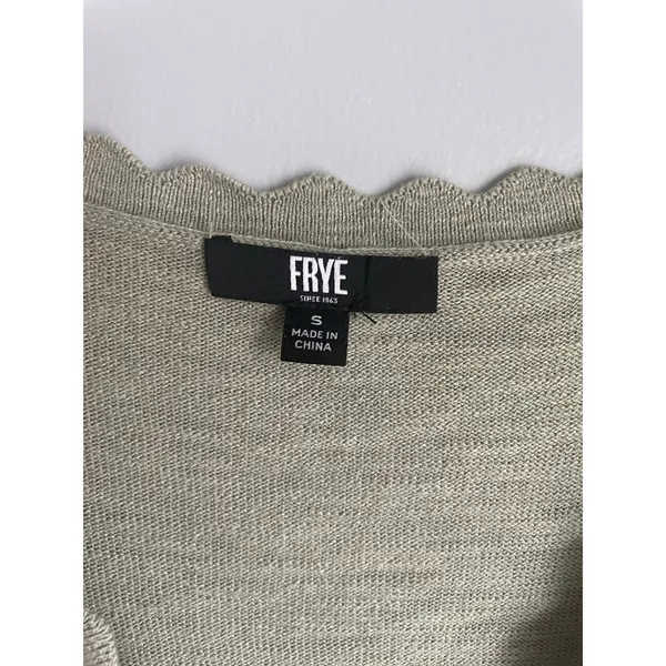 Frye Cardigan 100 Cotton Pointelle Scalloped Cottagecore Dainty Green Small Boho - Image 2