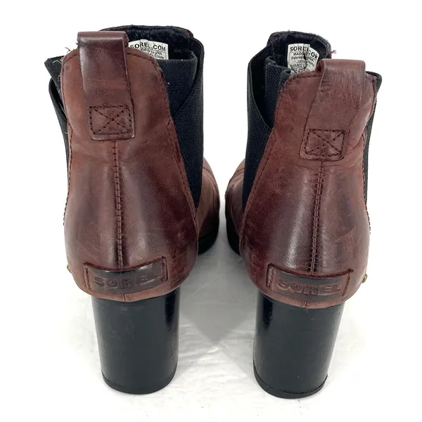 Sorel Addington Chelsea Boots Womens 10.5 Brown Waterproof Leather Heeled - Image 2