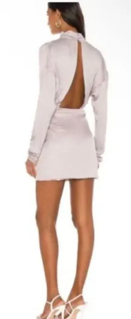 Elliatt Aristrocat Mini Asymmetrical Satin Dress Ash Lavender xs - Image 4