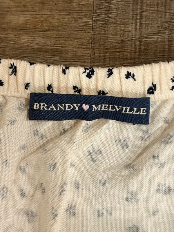 Brandy Melville Cream Maxi Skirt with Black Dot Floral Print - Image 4