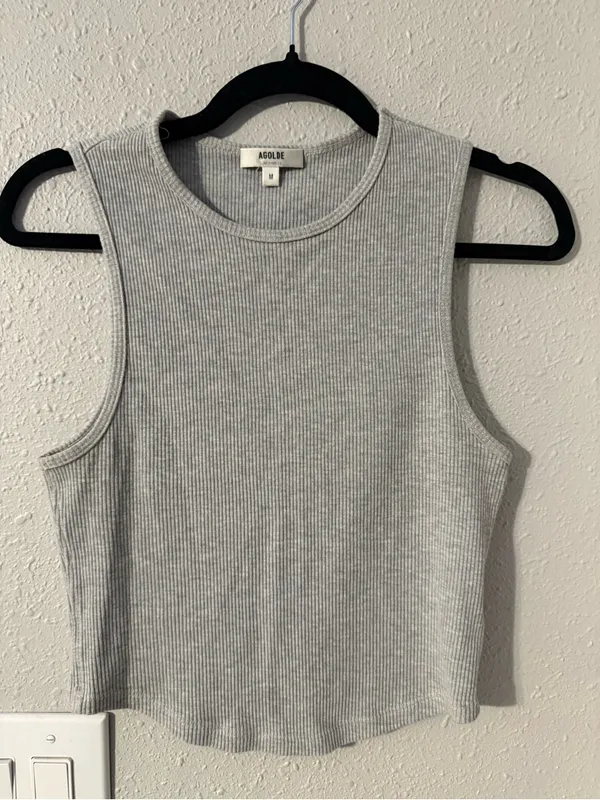 Agolde Ribbed Tank in Taupe Gray - Image 4