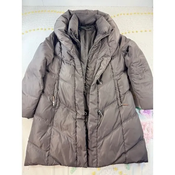 Lauren‎ Ralph Lauren Womens Taupe Down Filled Puffer Toggle Parka Coat Large - Image 5