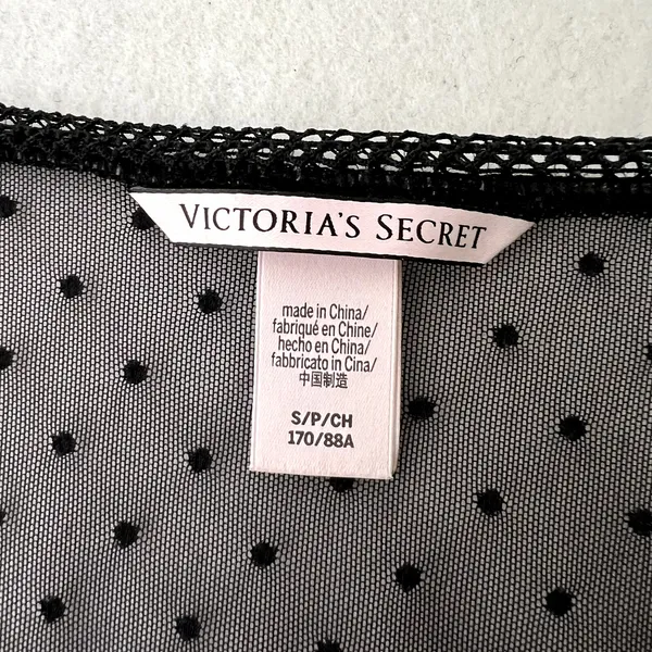 Victoria's Secret Sheer Mesh Polka Dot Black Top - Image 6