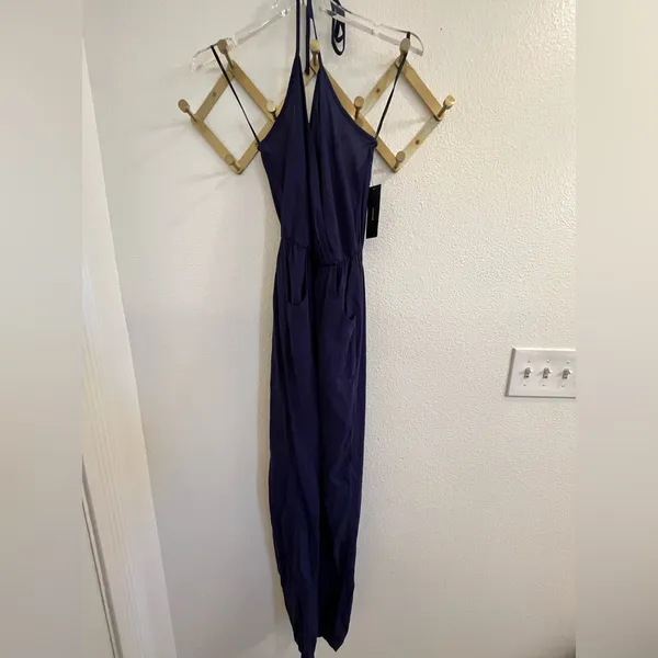 NWT Lulus Learning to Fly Navy Halter Jumpsuit Small Flawed - Image 13