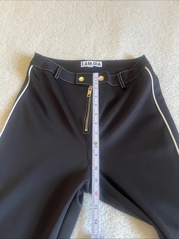 I.AM.GIA‎ Slater High Waist Zip Front Flare Pants Black Size S - Image 5