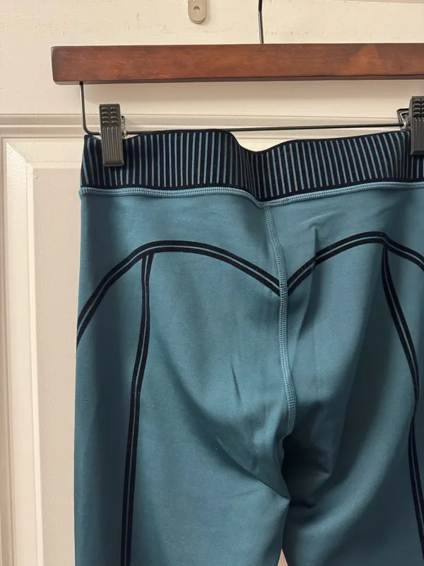 Alo Yoga Teal Leggings with Black Felt Trim - Image 6