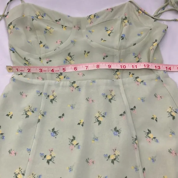 Green floral print slip dress woman’s size medium - Image 9