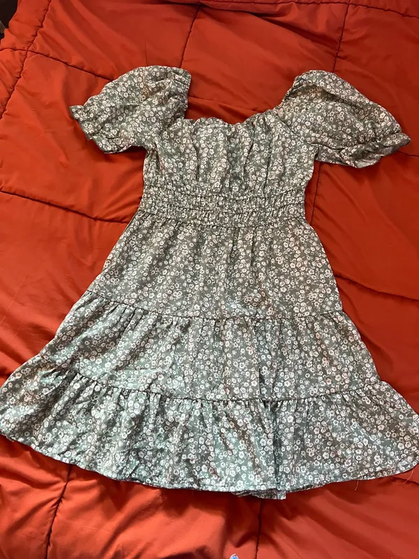 Indulge Sage Green Floral Mini Dress - Image 3