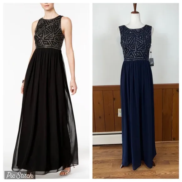 Stunning New Adrianna Papell Beaded Bodice Chiffon Mother of the Bride Gown! - Image 2