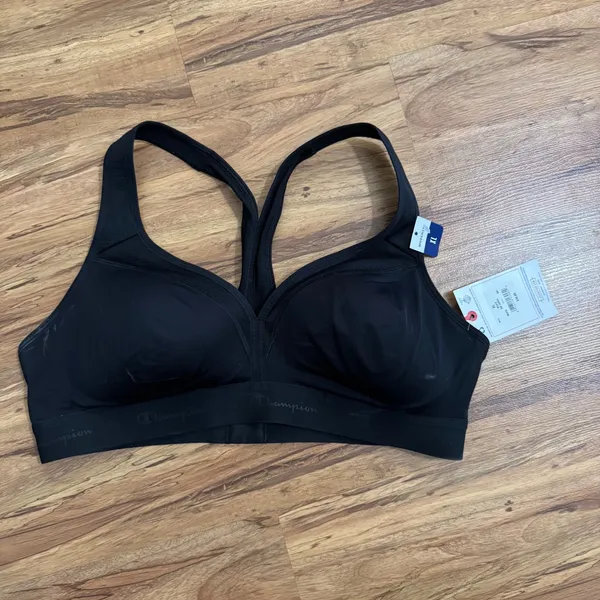 Champion The Curvy Sports Bra Black Moderate Support Racerback B9373 XL New - Image 7