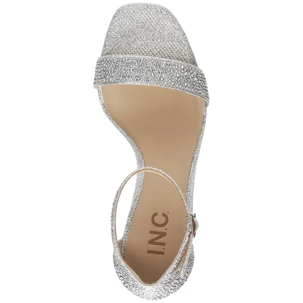 INC International Concepts Two-Piece Sandal Block Heel Silver Crystal Gray 9M - Image 10