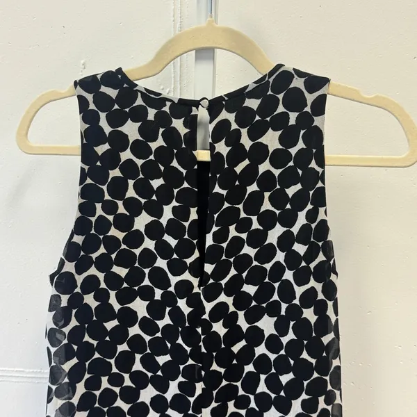 Calvin Klein Black White Polka Dot Sleeveless Shift Dress Size 4 Keyhole Back - Image 5