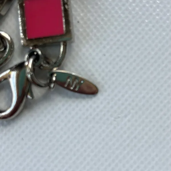 Y2K NY Pink Enamel Link Silver Chain Womens Belt Sz S 31" Adj Festival Coquette - Image 9