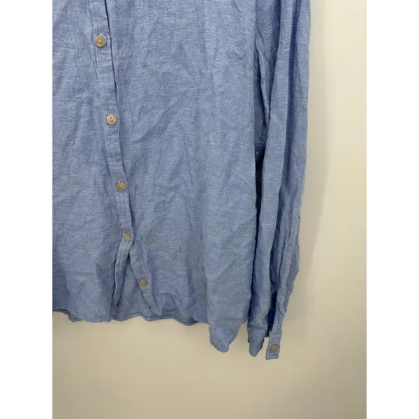 Orvis Women’s XL Blue Linen Rayon‎ Long Sleeve Shirt Boho Coastal Blouse - Image 3