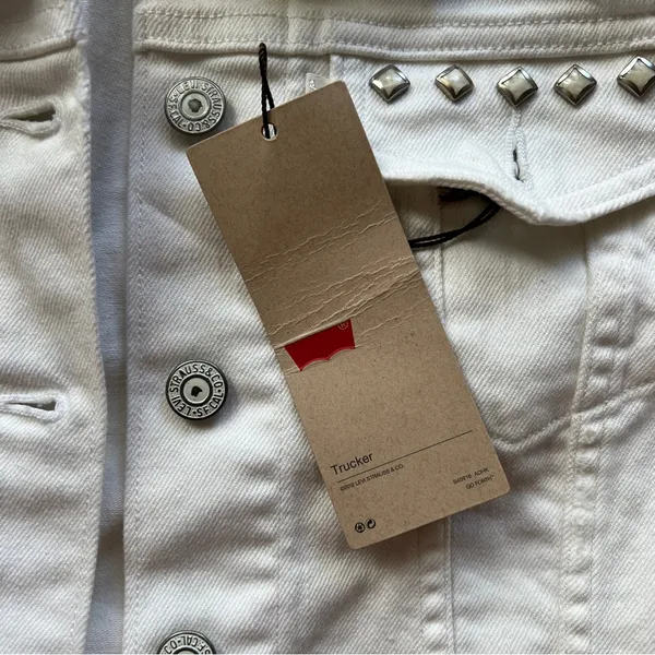 Levi's White Denim Jean Western Vest with Metal Accents NWT - Image 7