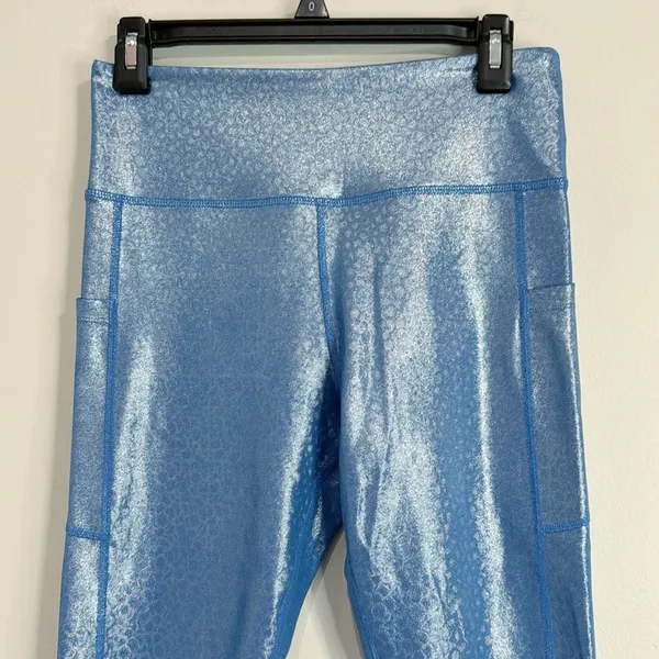ZYIA Active Blue Mermaid Light n Tight Hi-Rise Capri Leggings size 8-10 - Image 3