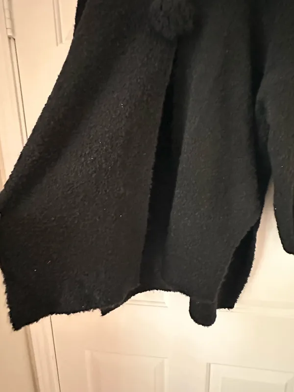 HYFVE Black Fuzzy Rosette Oversized Poncho Cardigan - Image 4
