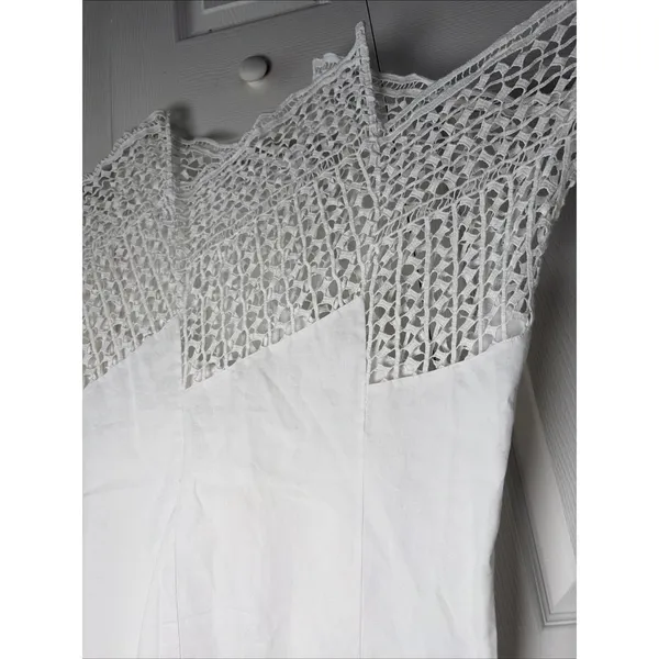 Chico's‎ Crochet Hem Midi Skirt Womens Size 0.5 S White Boho Coastal Linen Blend - Image 3