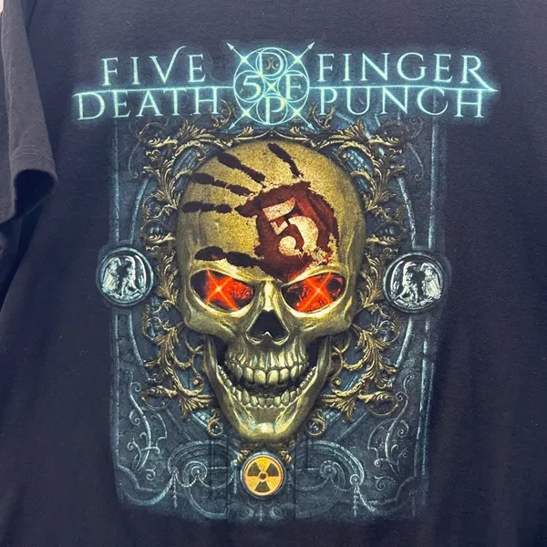 Five Finger‎ Death Punch Skull Graphic Shirt Black Large - Image 3