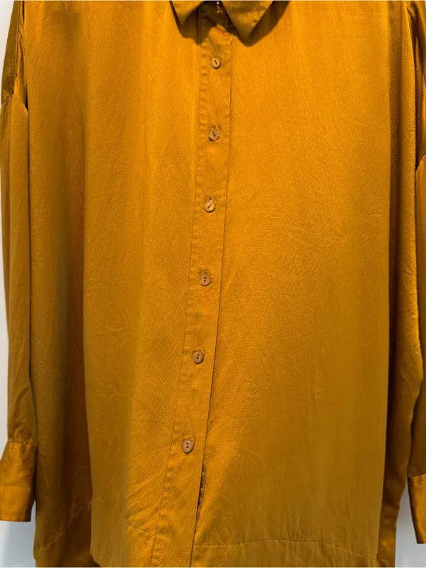 Eileen Fisher stretch-silk satin classic collar shirt. Size M - Image 2