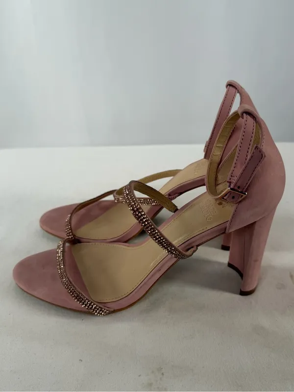 Vince Camuto Dusty Pink Rhinestone Strap‎ Block Heels Size 8.5 - Image 2