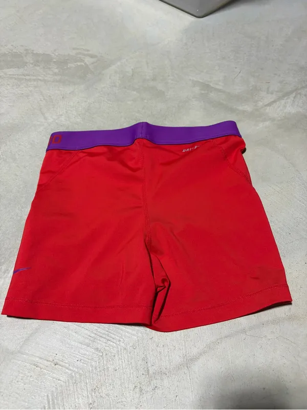 Nike pro Red Performance Shorts with Purple Waistband medium - Image 4