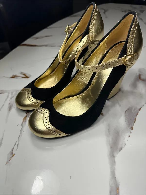 Coach Gold and Black Mary Jane Heels - Image 7
