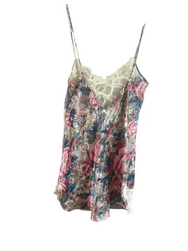 Women's Victoria's Secret Chemise M Pink Blue Floral Lace - Image 4