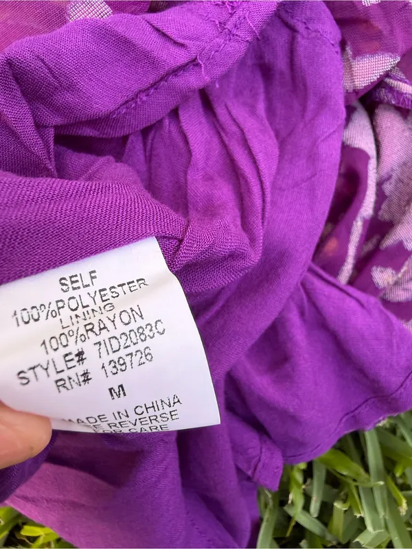 NWT Honey Punch Purple Floral Velvet Burnout Cold Shoulder Midi Dress M - Image 9