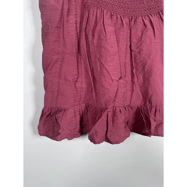 Maeve Peplum Tank Top Womens Large Burgundy Boho Smocked Cottage Flowy Date - Image 3