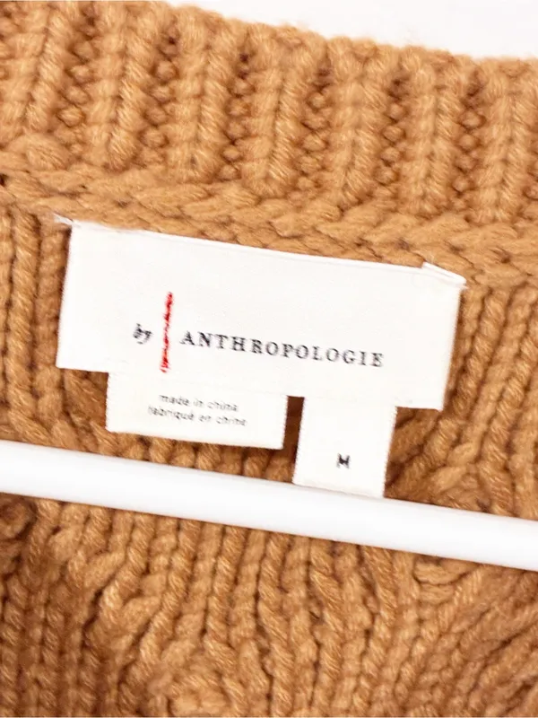 By Anthropologie Cable Knit Sweater Vest & Blouse Layered Top Size Medium - Image 4