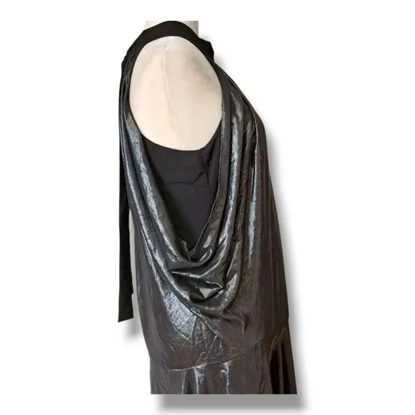 BCBGeneration Metallic Halter Mini Dress‎ Black Silver XS Cocktail Party NWT NEW - Image 5