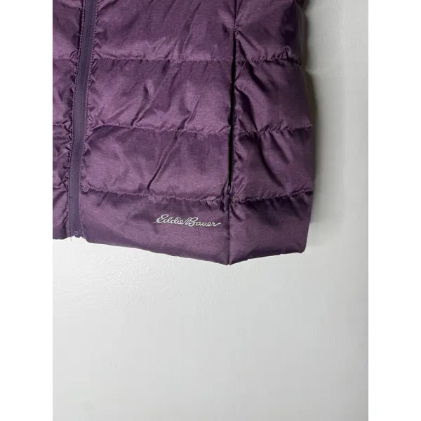 Eddie Bauer EB650 Purple Down Puffer Vest Womens Medium Full Zip Quilted Layer - Image 3