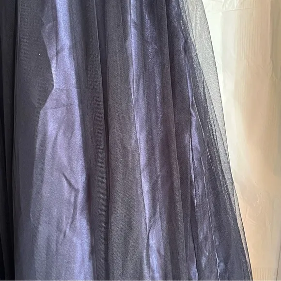 Blondie Nites Gown Juniors‎ Size 9 Navy Long Mesh Gown Corset Style Gold Prom - Image 9
