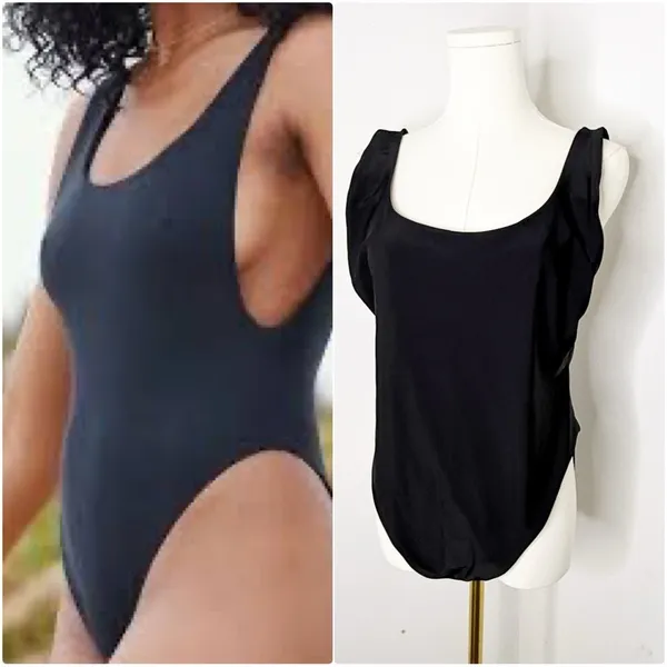 Aerie Black Scoop Neck Low Back One Piece Swimsuit Marlot Size XL - Image 2