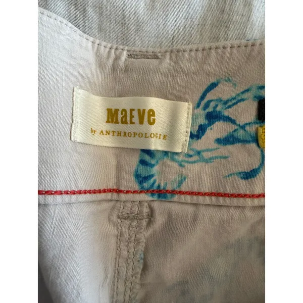 Maeve The Colette Wide Leg Pants Women 27 Blue Lobster Print Linen Blend Cropped - Image 8