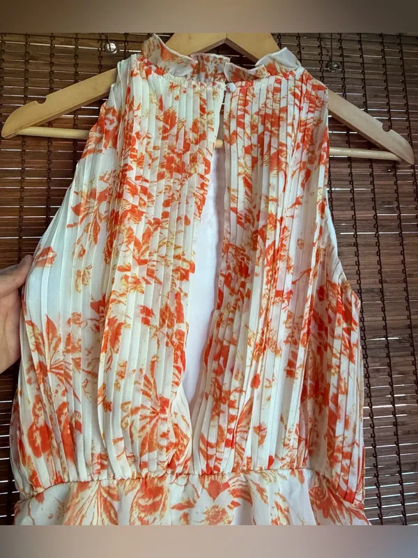 Lucy Paris Mari Orange Floral Tiered Halter Maxi Dress XS NWT $130 - Image 10