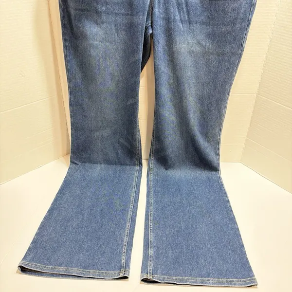 Halara Flare Jeans Women XL Tall Blue Denim Pull On High Waist Stretch Bootcut - Image 3