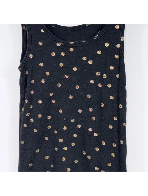 A New Day Women’s Black Metallic Gold Polka Dot Tank Top Size Small - Image 2