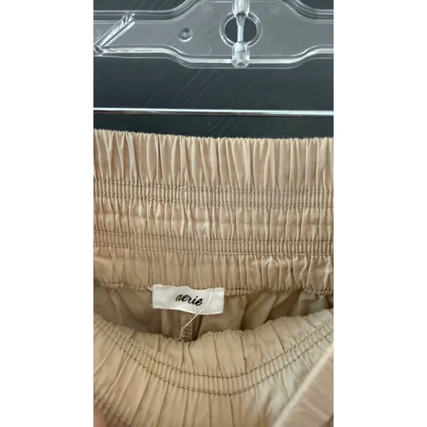 Aerie Tan Khaki Wide Leg Cargo Pants‎ High Rise Elastic Waist Womens Size Large - Image 6