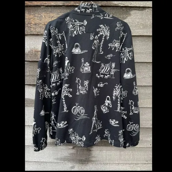 E.L.C.C. Size large vintage tropical themed oversized jacket. Black - Image 6