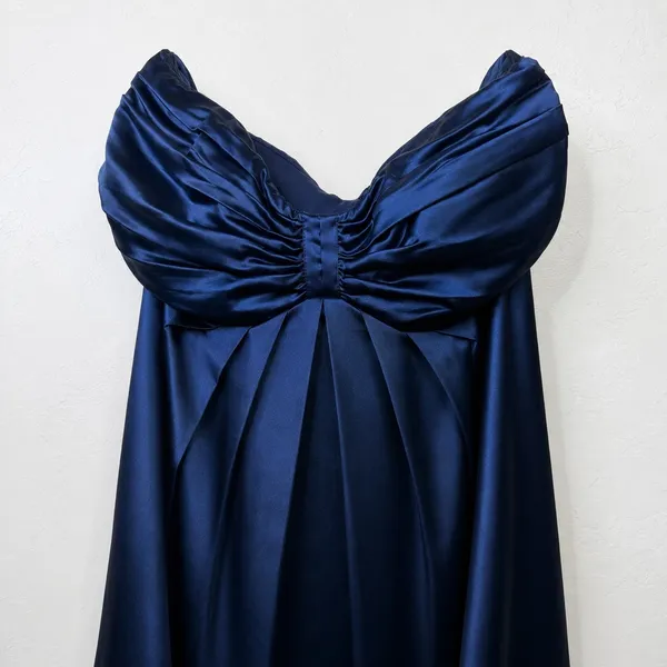 NEW Lulus Memorable Entrance Dark Blue Strapless Satin Empire Style Maxi Dress - Image 5