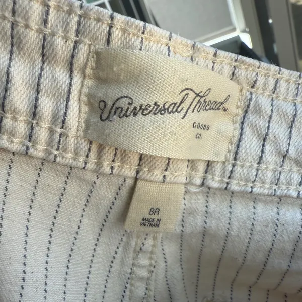 Universal Thread Sailor Wide Leg Pinstripe Pants Cream Navy Blue Size 8R - Image 4