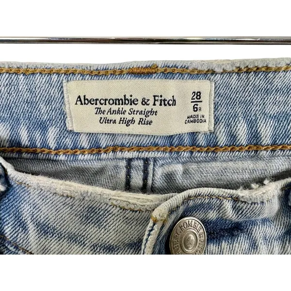 NEW Abercrombie & Fitch Ankle Straight Ultra High Rise Blue Denim Jeans Sz 28 6 - Image 3