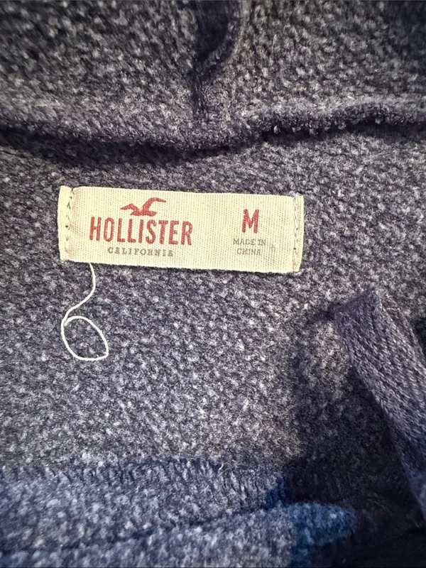 Hollister Navy Pullover Hoodie Pink Script Logo pullover pockets lightweight M - Image 5