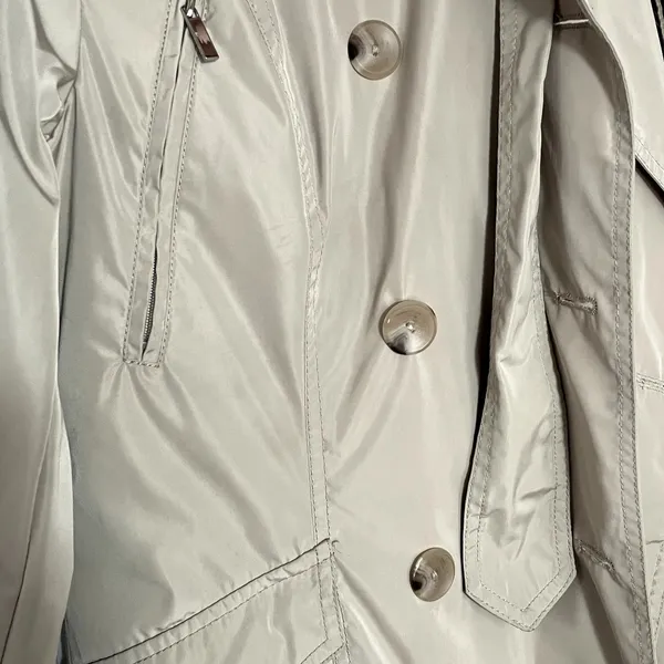 French Connection tan trench coat women's size S full length pockets small marks - Image 6
