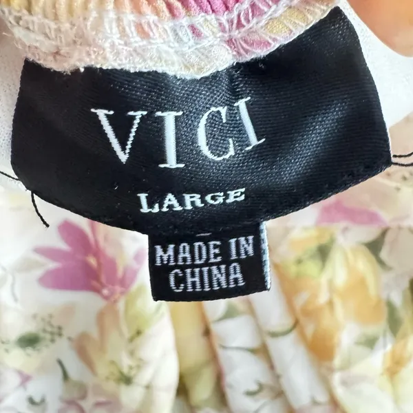 Vici Yellow Ruffle Sheer Maxi Chiffon Floral Maxi Dress Size Large J-51 - Image 8
