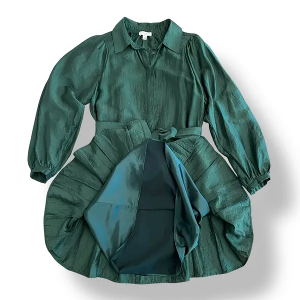 Current Air‎ Elias Mini Dress Pleated Shoulders in jewel green Size Large - Image 6